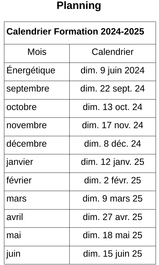 Calendrier Formation 2024